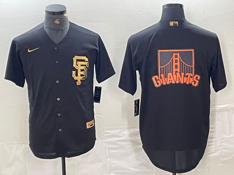 Men San Francisco Giants Blank Black gold 4 th generation Nike 2024 MLB Jersey style 3